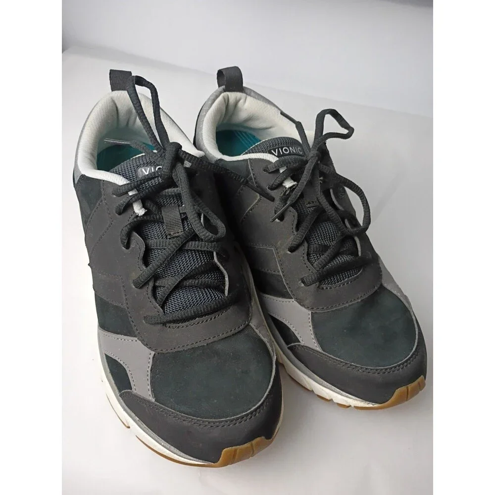Vionic Lace-Up Athletic Sneakers Zanny Black Woman 9.5 Active Walking Sneakers